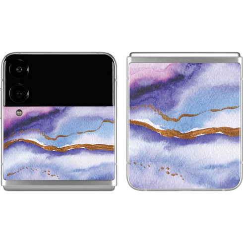 Blue Violet Watercolor Geode Galaxy Z Flip4 5G Skin
